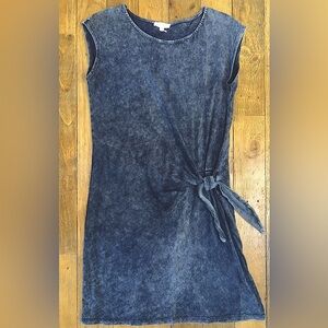 Jane and Delancey Washed Blue Tie-Front Mini Dress Beach Nautical Comfy Soft